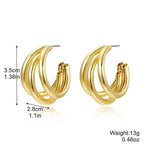 TRI Hoop Gold Plated Earings