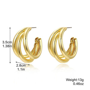 TRI Hoop Gold Plated Earings